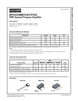 MPSA56 Datasheet PDF Fairchild Semiconductor