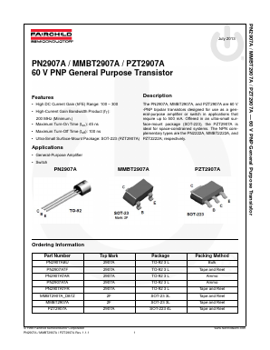 PN2907ATFR Datasheet PDF Fairchild Semiconductor