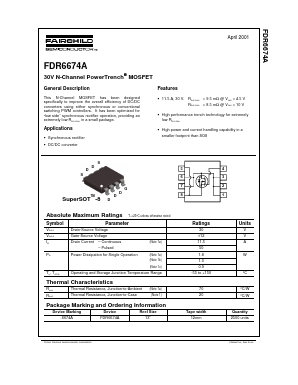 FDR6674A Datasheet PDF Fairchild Semiconductor