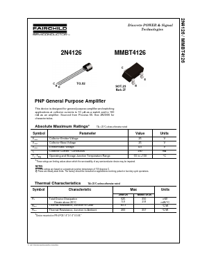 2N4126 Datasheet PDF Fairchild Semiconductor