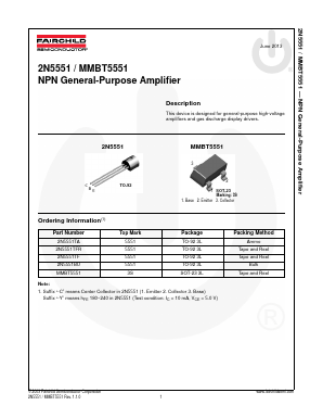 MMBT5551 Datasheet PDF Fairchild Semiconductor