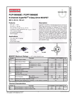 FCPF190N60E-ND Datasheet PDF Fairchild Semiconductor