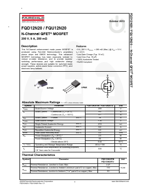 FQD12N20TM Datasheet PDF Fairchild Semiconductor