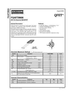 FQAF70N08 Datasheet PDF Fairchild Semiconductor