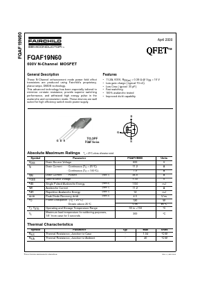 FQAF19N60 Datasheet PDF Fairchild Semiconductor