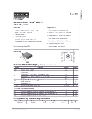 FDS3672 Datasheet PDF Fairchild Semiconductor