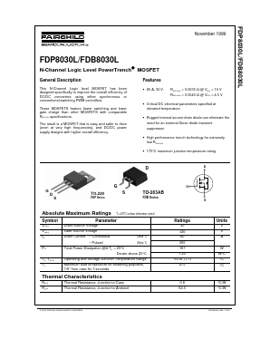 FDP8030L Datasheet PDF Fairchild Semiconductor