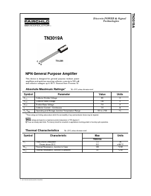 TN3019A Datasheet PDF Fairchild Semiconductor