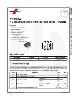 2N7002DW Datasheet PDF Fairchild Semiconductor