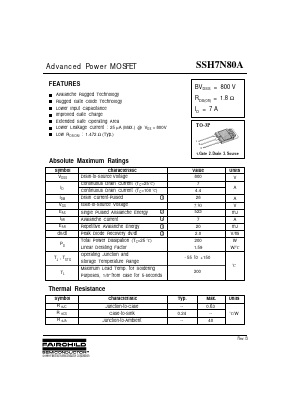 SSH7N80A Datasheet PDF Fairchild Semiconductor