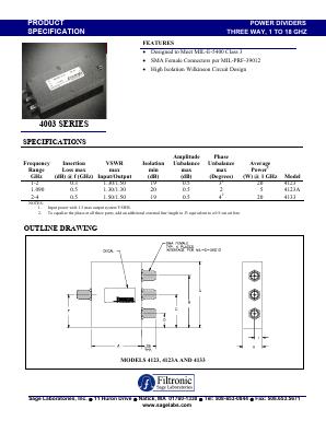 4003 Datasheet PDF Filtronic PLC
