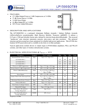 LP1500SOT89 Datasheet PDF Filtronic PLC