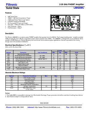 LMA208C Datasheet PDF Filtronic PLC