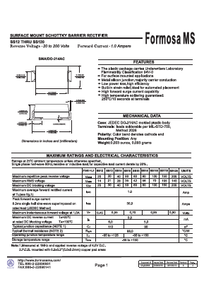 SS110 Datasheet PDF Formosa Technology