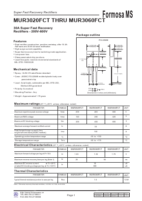 MUR3060FCT Datasheet PDF Formosa Technology