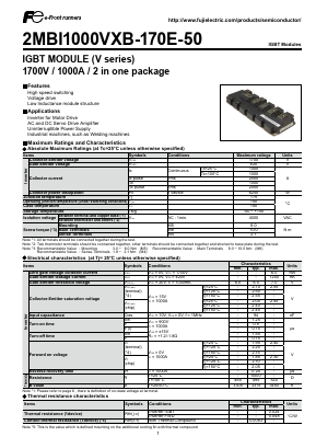 2MBI1000VXB-170E-50 Datasheet PDF Fuji Electric