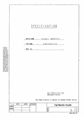 2SK2833 Datasheet PDF Fuji Electric
