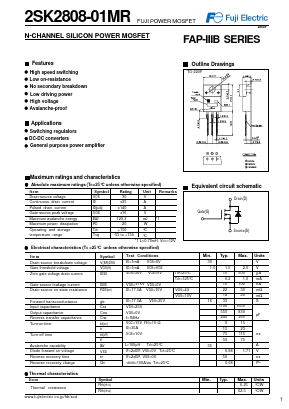 2SK2808-01MR Datasheet PDF Fuji Electric