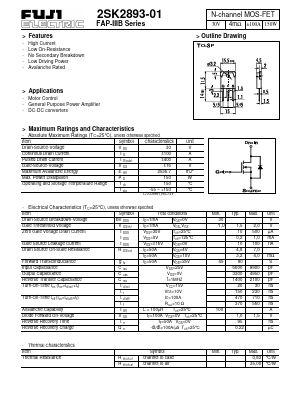 2SK2893-01 Datasheet PDF Fuji Electric