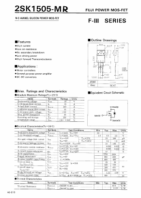 2SK1505-MR Datasheet PDF Fuji Electric