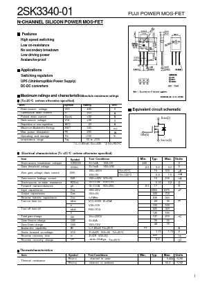 2SK3340-01 Datasheet PDF Fuji Electric
