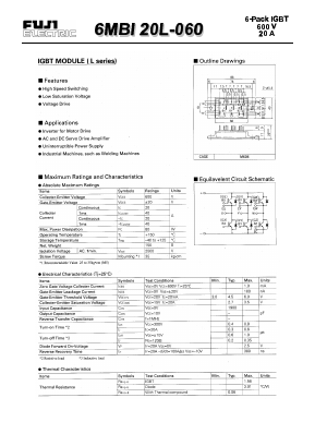 6MBI20L-060 Datasheet PDF Fuji Electric