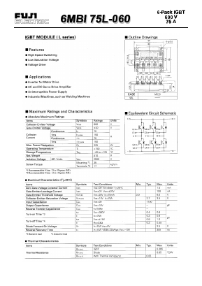 6MBI75L-060 Datasheet PDF Fuji Electric
