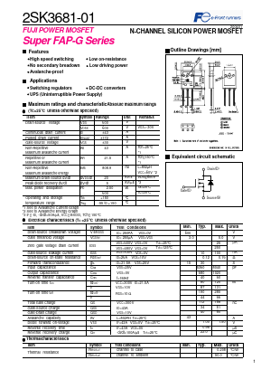2SK3681-01 Datasheet PDF Fuji Electric