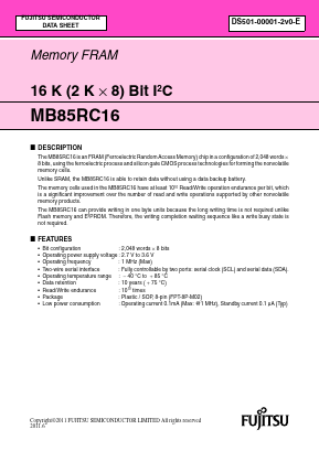 MB85RC16 Datasheet PDF Fujitsu