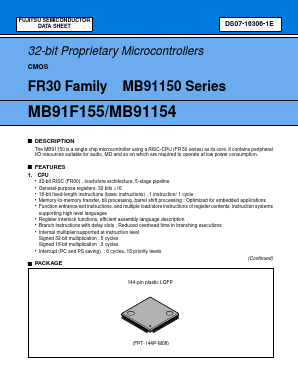 MB91154PFV-G Datasheet PDF Fujitsu