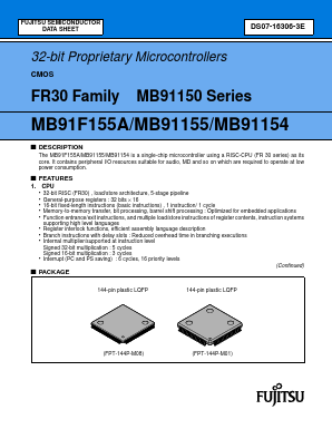 MB91154 Datasheet PDF Fujitsu