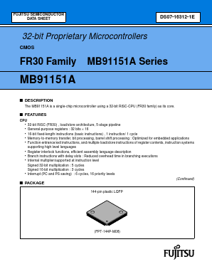 MB91151A Datasheet PDF Fujitsu