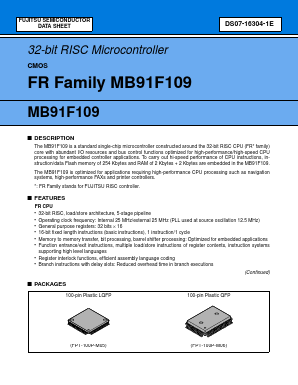 MB91F109 Datasheet PDF Fujitsu