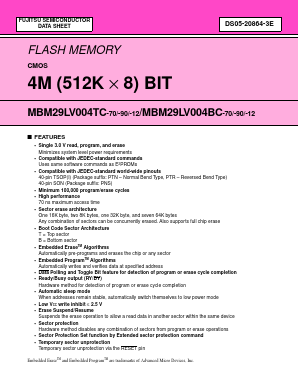 MBM29LV004TC-12PTN Datasheet PDF Fujitsu