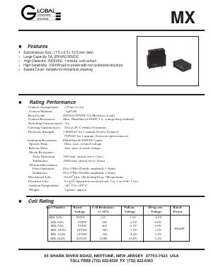 MX-5G Datasheet PDF Global Components and Controls 