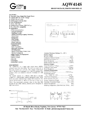 AQW414S Datasheet PDF Global Components and Controls 