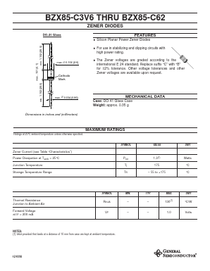 BZX85-C3V6 Datasheet PDF General Semiconductor