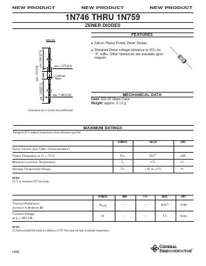 1N746 Datasheet PDF General Semiconductor