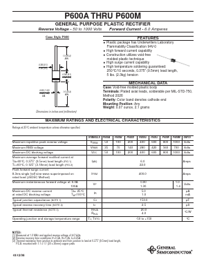 P600D Datasheet PDF General Semiconductor