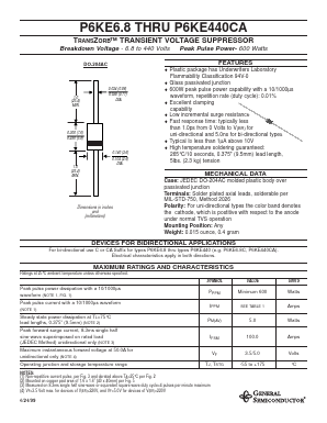 P6KE56 Datasheet PDF General Semiconductor
