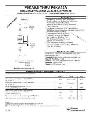 P6KA11A Datasheet PDF General Semiconductor