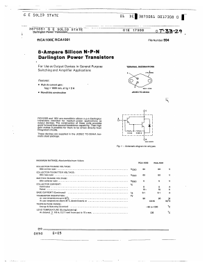 RCA1001 Datasheet PDF GE Solid State