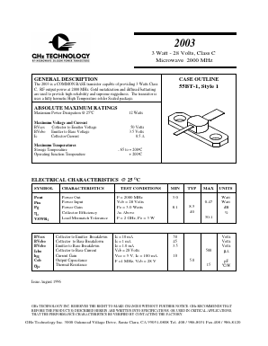 2003 Datasheet PDF GHz Technology