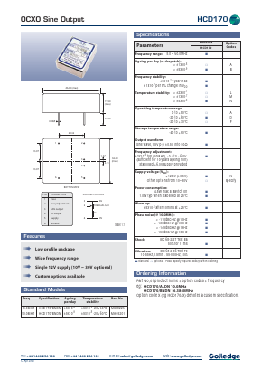 HCD170 Datasheet PDF Golledge Electronics Ltd