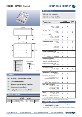 HCD181 Datasheet PDF Golledge Electronics Ltd
