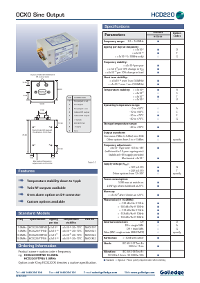 HCD220/DRFND Datasheet PDF Golledge Electronics Ltd