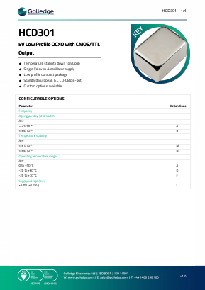 HCD301 Datasheet PDF Golledge Electronics Ltd