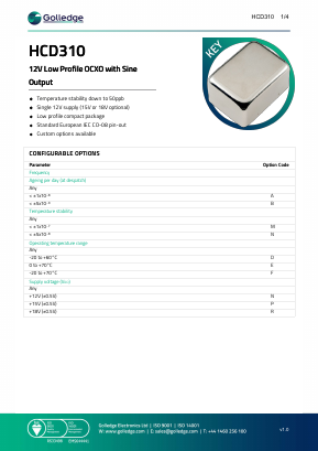 HCD310 Datasheet PDF Golledge Electronics Ltd