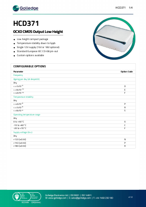 HCD371 Datasheet PDF Golledge Electronics Ltd