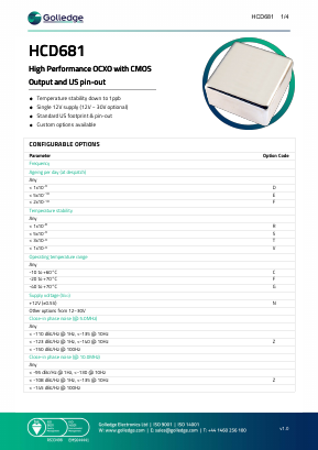 HCD681 Datasheet PDF Golledge Electronics Ltd
